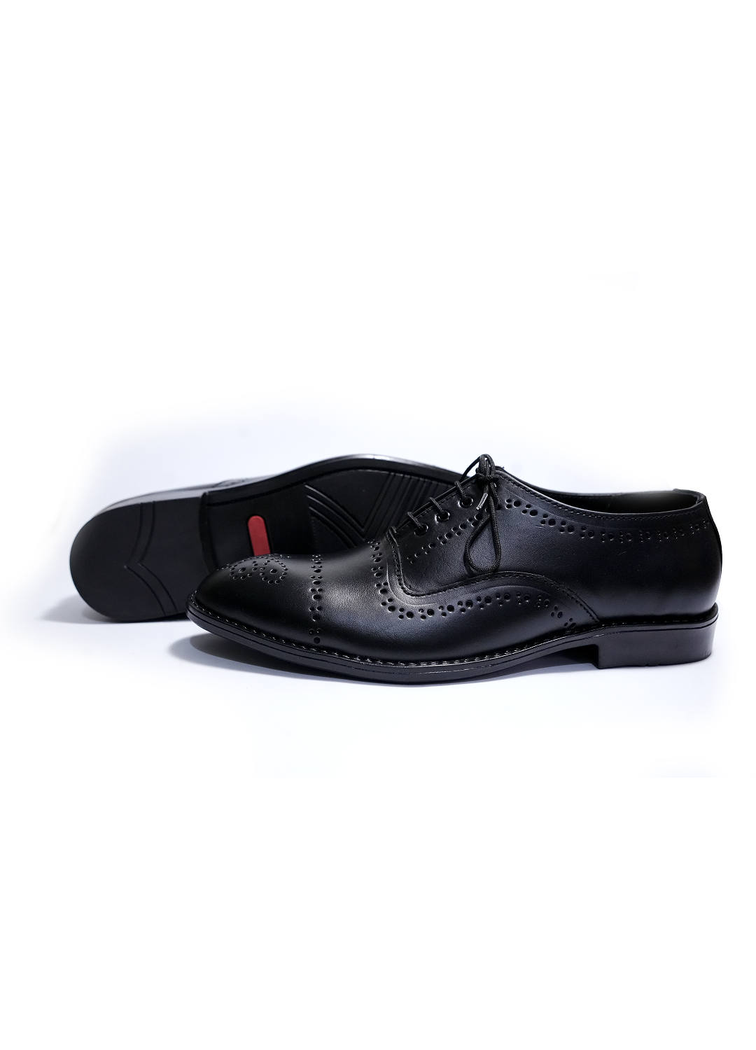 L-0046 Mens Black Oxford Brogue Formal Shoe