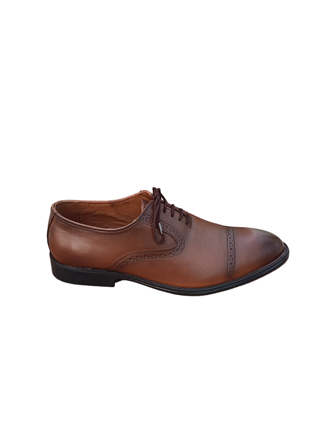 L-0041-B Mustard Brown Oxford Semi Brogue Formal Shoe