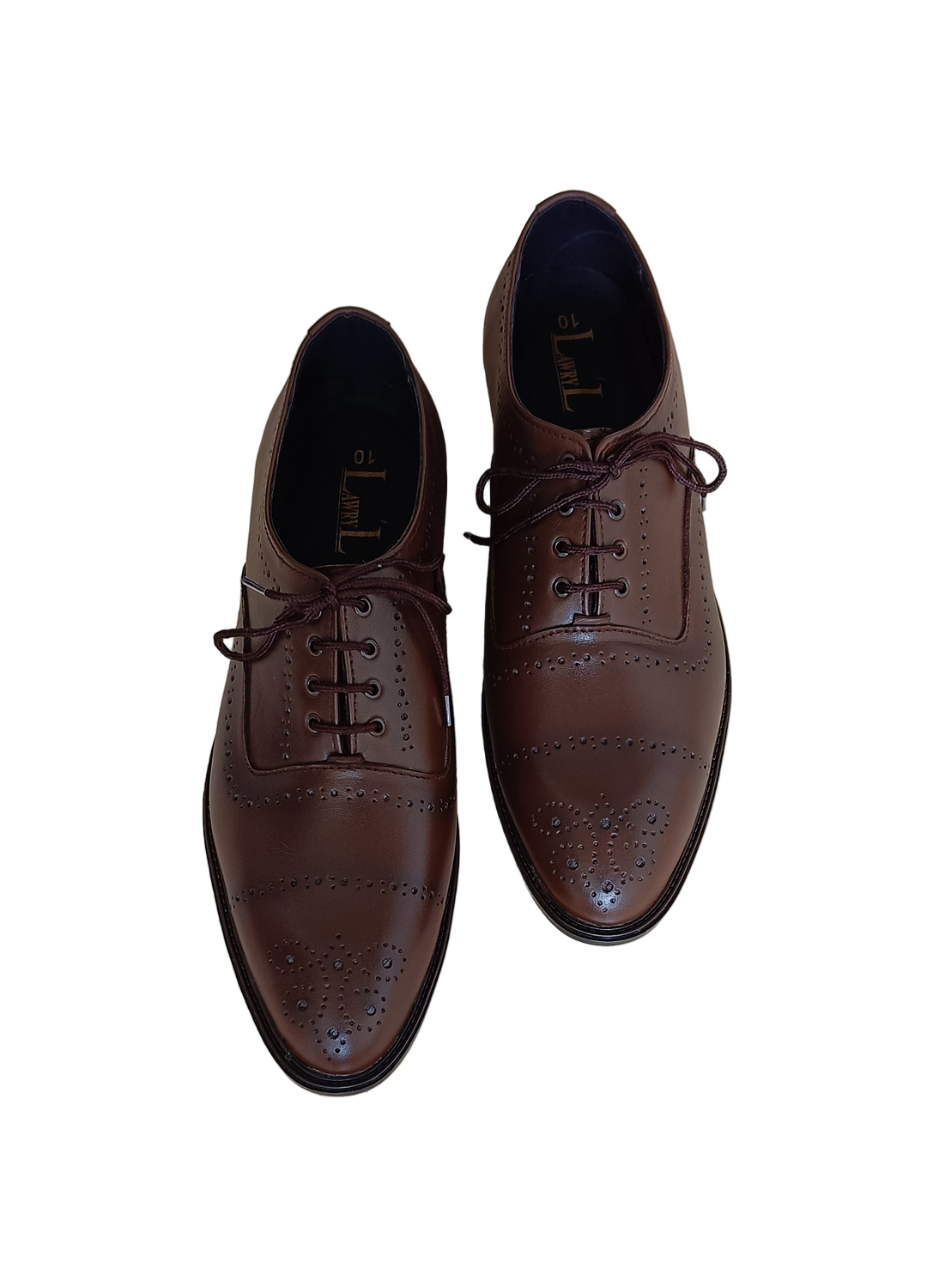 L-0046 Mens Brown Oxford Brogue Formal Shoe