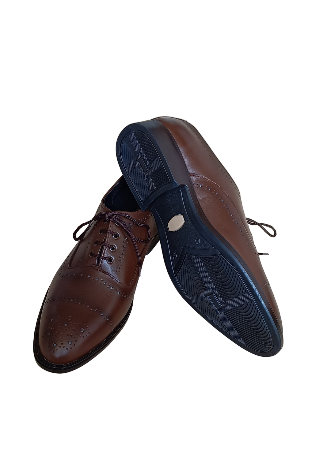 L-0046 Mens Brown Oxford Brogue Formal Shoe