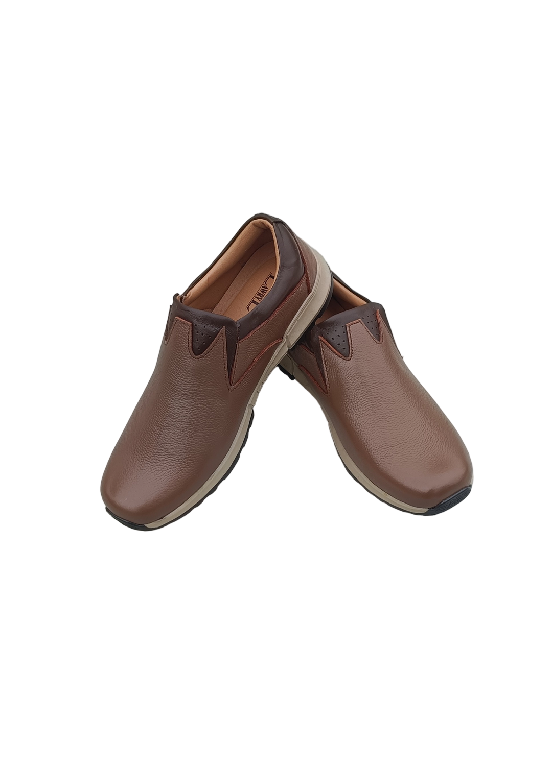 L-0026 Matte Finish Milt Brown Leather Jogger