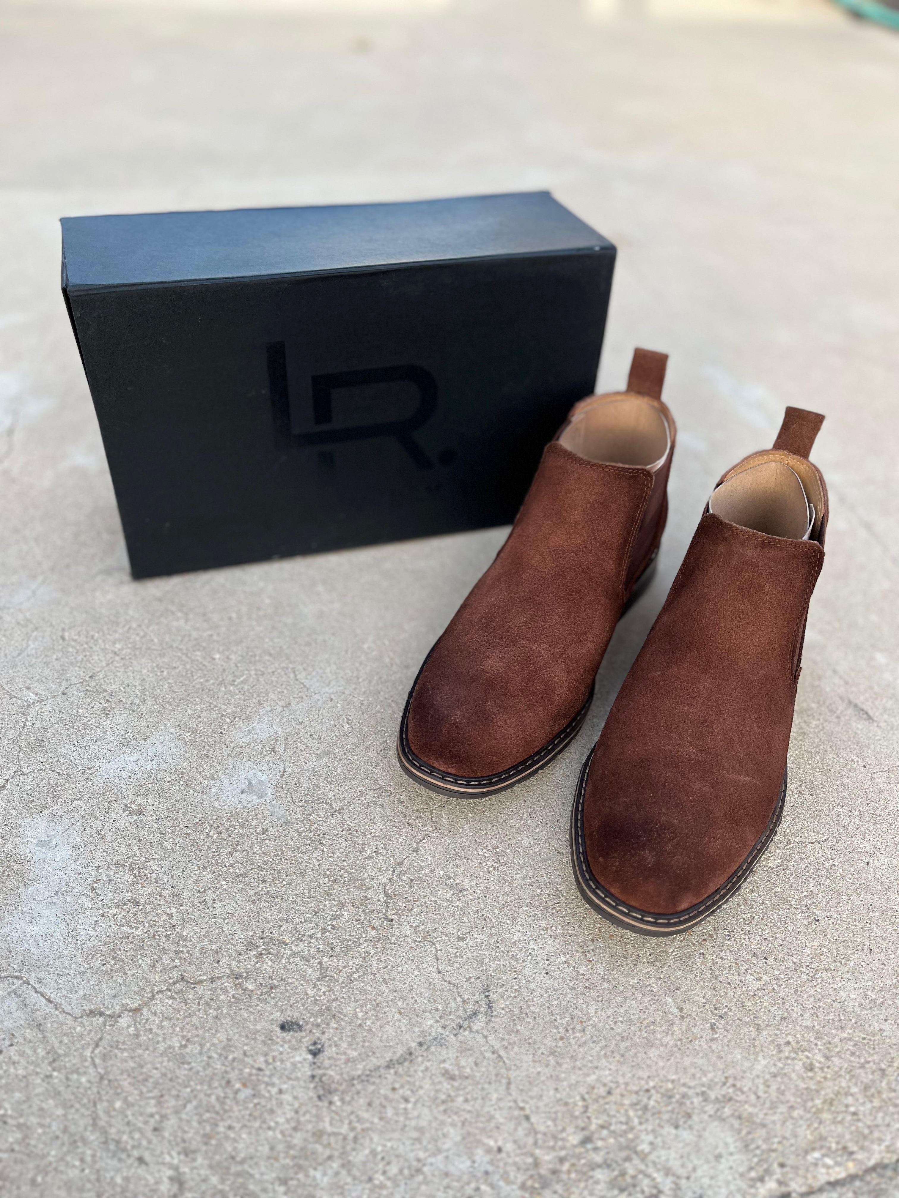 L-2925 Coffee Brown Suede Leather Chelsea Boot