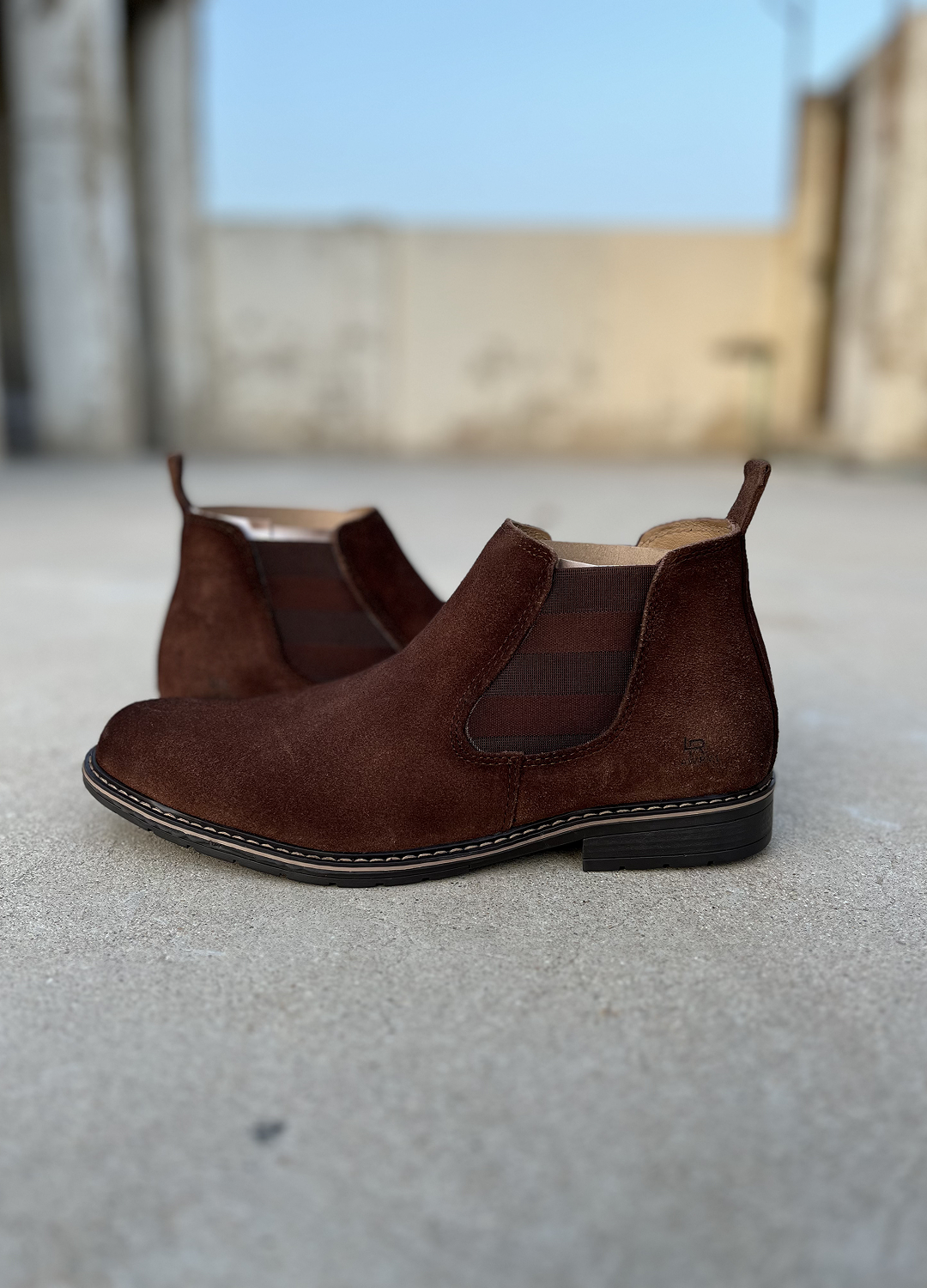 L-2925 Coffee Brown Suede Leather Chelsea Boot