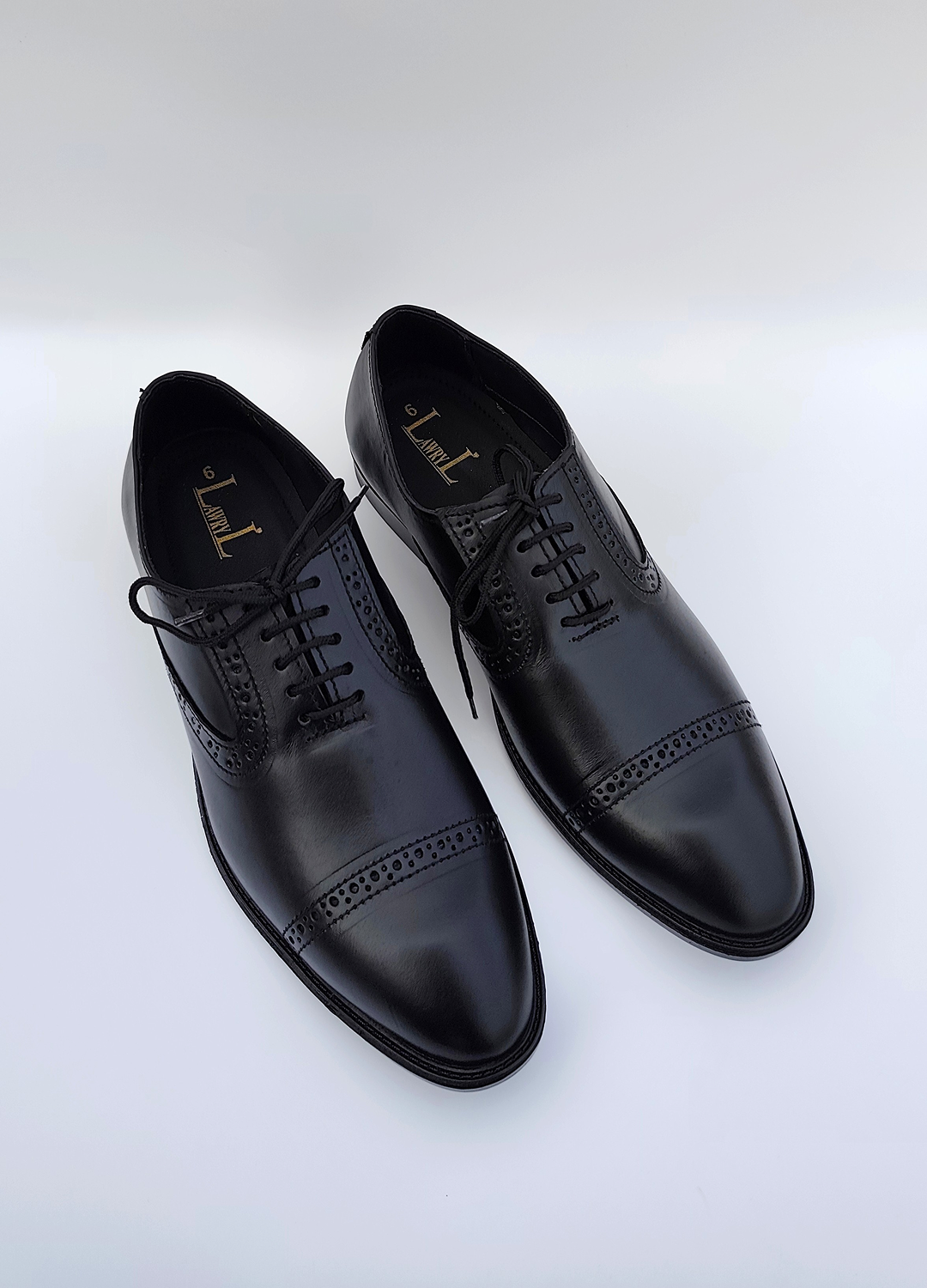 L-0041-B Matte Black Oxford Semi Brogue Formal Shoe