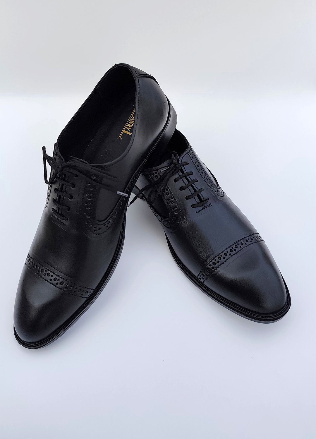 L-0041-B Matte Black Oxford Semi Brogue Formal Shoe