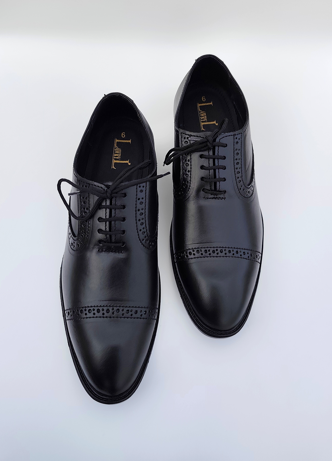 L-0041-B Matte Black Oxford Semi Brogue Formal Shoe