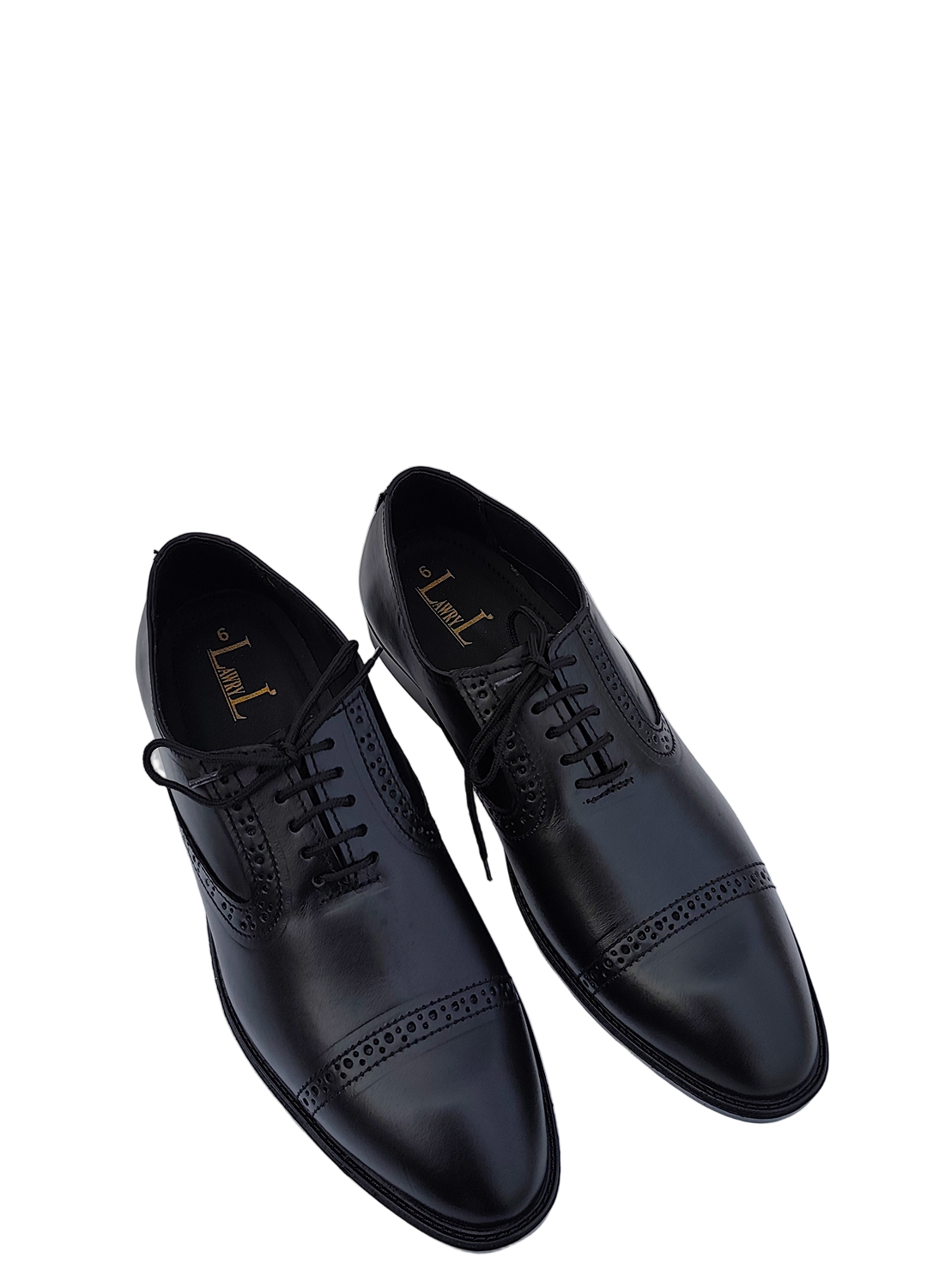 L-0041-B Matte Black Oxford Semi Brogue Formal Shoe