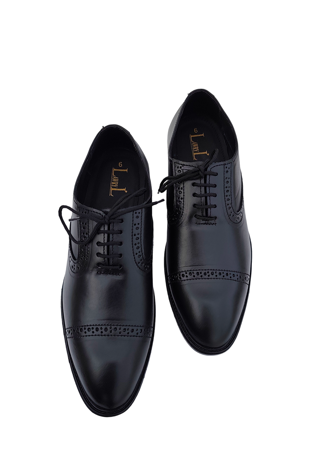 L-0041-B Matte Black Oxford Semi Brogue Formal Shoe
