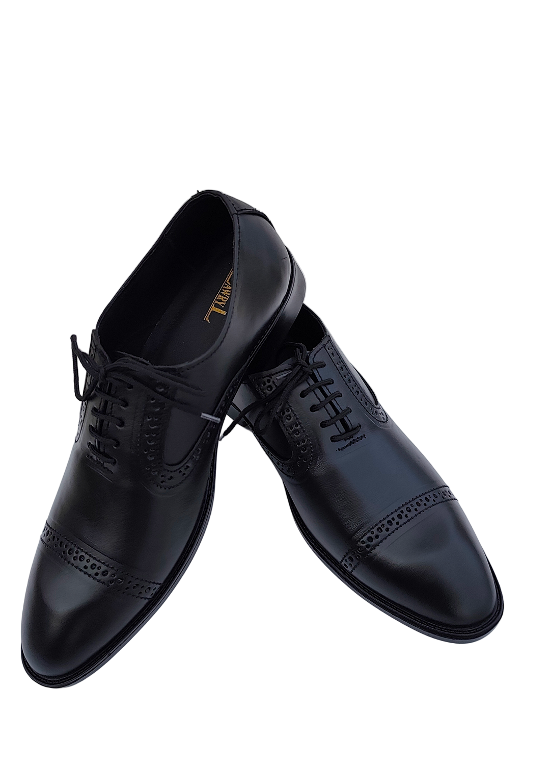 L-0041-B Matte Black Oxford Semi Brogue Formal Shoe