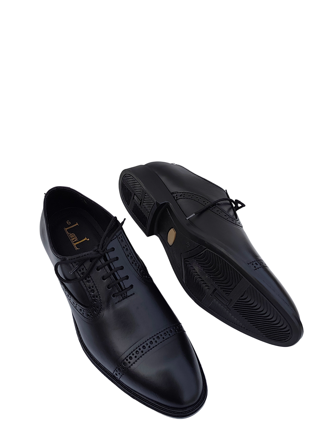 L-0041-B Matte Black Oxford Semi Brogue Formal Shoe
