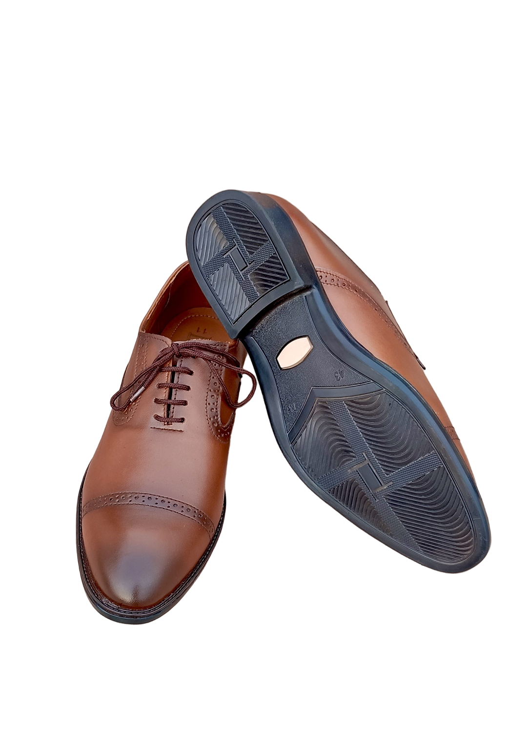 L-0041-B Mustard Brown Oxford Semi Brogue Formal Shoe